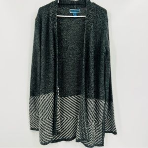 Karen Scott Black/Gray Twist Knit Pattern Cardigan Small